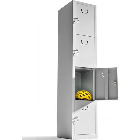 Vestiaire metallique à 4 portes Casier Metal pour votre atelier ou votre bureau Vestiaire metallique avec serrure (Gris) (1/5)