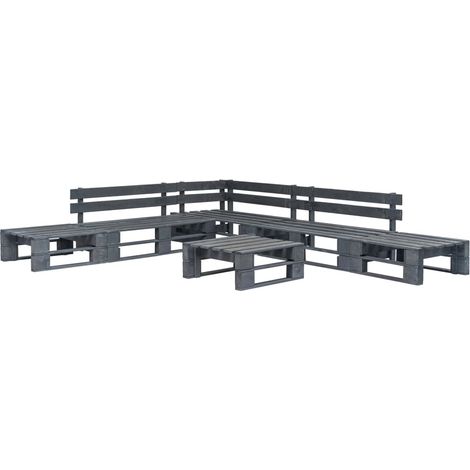 Muebles de jardín muebles de exterior juego de muebles con paleta 6 piezas madera gris 020018466 (1/3)