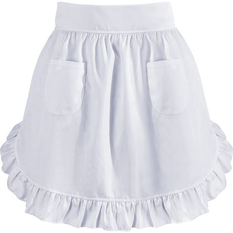 Tablier Femme - Polyester Blanc Avec Volants Rétro - Pour Cuisine Et Cosplay Serveuse - 1 Pièce (1/5)