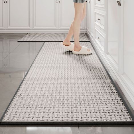 Tapis Cuisine, Tapis de Cuisine Devant Evier Lavable Antidérapant en Caoutchouc et -44120cm1pcs, Gris argenté-Chrom (1/5)