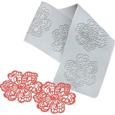 Moules en silicone 3D fleur creuse pour dentelle, pâtisserie, fondant, argile polymère. (1/5)
