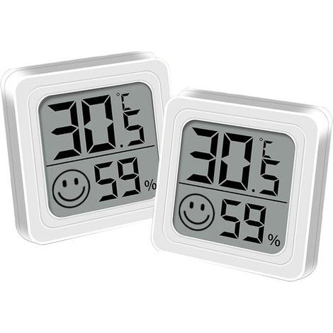 Set mit 2 Thermometern und Hygrometern für den Innenbereich – mit °C/°F-Umschaltung – Temperatur- und Feuchtigkeitssensor – für Kinderzimmer, Gewächshaus, Büro (1/5)