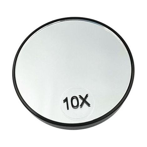Miroir grossissant 10x rond avec ventouses – Verre DFP sans distorsion – Taille 87x10 mm pour maquillage et rasage (1/5)