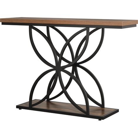 Mesa consola industrial de MDF y metal negro y marrón para recibidor (1/5)