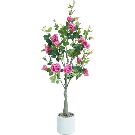 Albero fiorito artificiale, senza necessità di manutenzione, decorazione versatile, rosa (1/2)