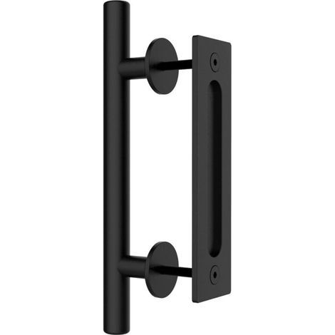 30cm Matériel de poignée de porte de grange coulissant, avec poignée de doigt de chasse d'eau, poignée et kit de poignée de porte de grange de chasse d'eau pour armoire de porte de garage (1/5)
