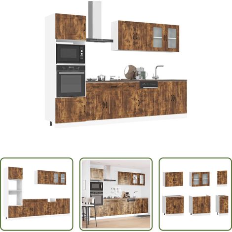 Küchenschränke - 7-tlg. Küchenschrank-Set Kalmar Räuchereiche Holzwerkstoff (1/5)