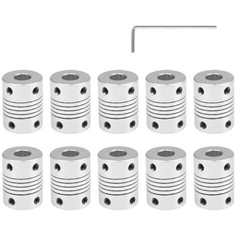 10pcs Flexible Couplings 5mm to 8mm, NEMA 17 Shaft Stepper Motor Coupler Aluminum Alloy Joint Connector, for RepRap 3D Printer or CNC Machine, with 1 Allen Key (1/5)