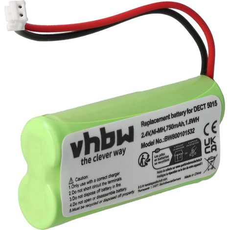 vhbw Akku kompatibel mit Audioline DECT 5015 schnurlos Festnetz Telefon (750 mAh, 2,4 V, NiMH) - Ersatz für 08C/CP18NM, BC101276