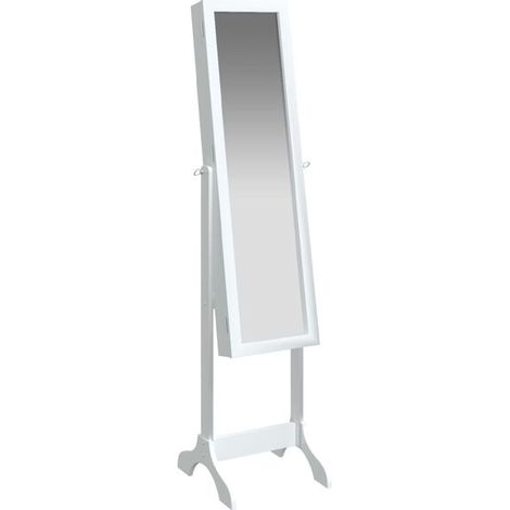 Miroir sur pied blanc, dimensions : 34 x 37 x 146 cm (1/5)
