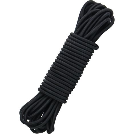 Cordino elastico nero da 5 mm x 12 m, cordino elastico per bagagli, campeggio, kayak, lacci per scarpe, artigianato, progetti fai da te (nero, 5 mm x 12 m)