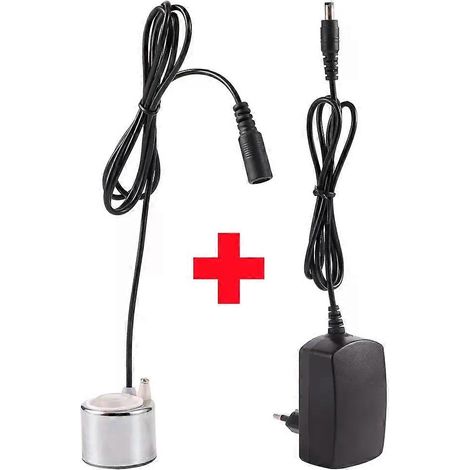 Atomiseur ultrasonique pour aquarium/étang, petit atomiseur humidificateur pour fontaine/rocaille/bonsaï et ensemble adaptateur secteur (1 ensemble). (1/5)