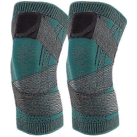Genouillère de sport élastique et respirante en nylon pour le fitness et la course à pied (Vert XXL) (1/5)