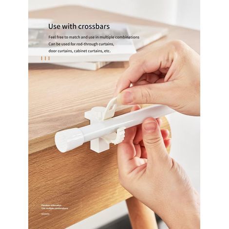 Support De Pince Porte-Rideaux 2Pcs Barre Transversale Réglable Tringle à Rideaux en Plastique pour Stockage De Serviette Crochet pour Organisateur