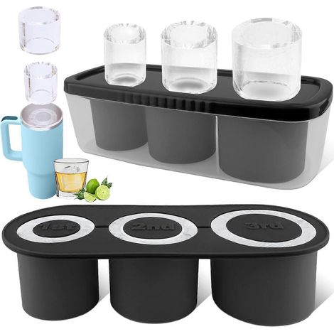 Bac à glaçons pour gobelet Stanley Cup de 89 cl, moules à glaçons en silicone, pour whisky, boissons, café, remplissage et démoulage faciles. (1/5)