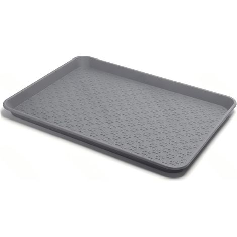 Tapis d'alimentation rectangulaire pour animaux, antidérapant et imperméable, gris
