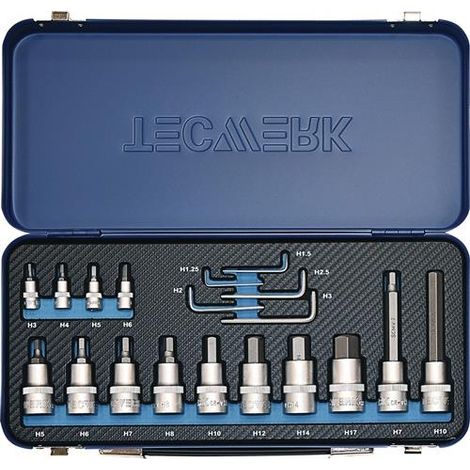 TECWERK Steckschlüsselsatz 19-tlg.1/4+1/2 Zoll 1,25-17mm f.Innen-6-kant TECWERK