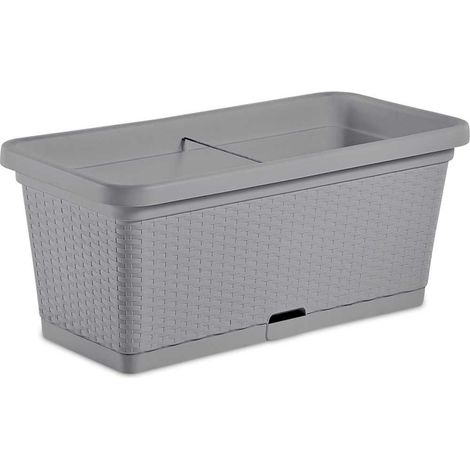 STEFANPLAST Bac a fleur NATURAL - 66 L - 80x40x34h cm - Gris pierre