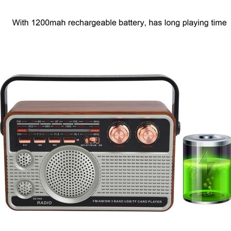 Radio FM/AM/SW portable Bluetooth rechargeable USB pour clé USB/carte mémoire (1/5)