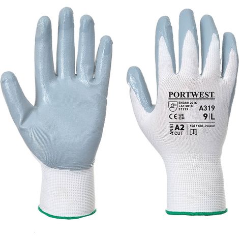 Guante de Nitrilo Flexo Grip  (pack expositor) PORTWEST A319 L Gris/Blanco