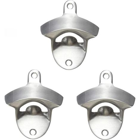 Lot de 3 décapsuleurs muraux en acier inoxydable style vintage pour restaurant, appartement, cuisine, bar