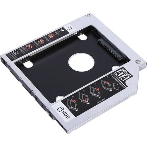 HDD Caddy Disque dur, Aluminium 2.5mm SATA HDD SSD Boîtier Disque dur Baie Adaptateur DVD Optique pour Ordinateur Portable - FRA (1/4)
