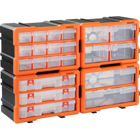 Monzana Organizador caja de almacenaje transparente para herramientas tornillos compartimentos 72 Fächer Komplettset (de)