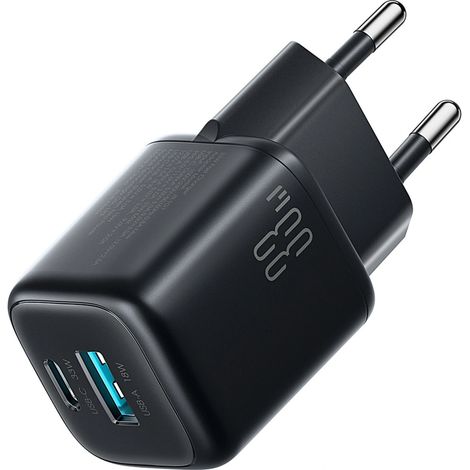 Cargador de pared Joyroom JR-TG7 de 33 W con puertos USB-A y USB-C - Negro (1/5)