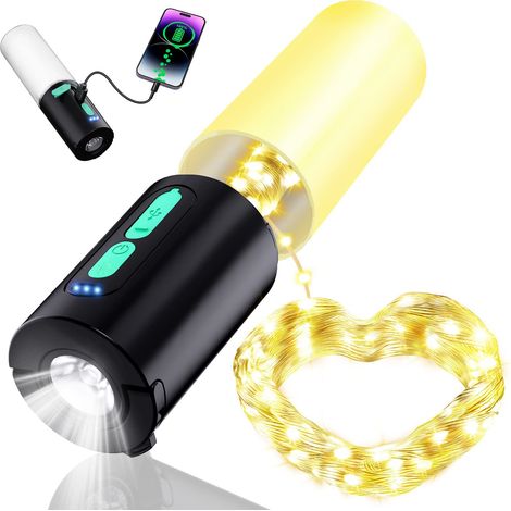 Guirlande lumineuse de Camping, lampe de poche Rechargeable avec 4000mAh, lampe de Camping étanche IP44, lampe de poche lanterne Portable d'urgence (1/5)
