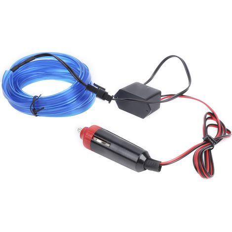 Bandes lumineuses LED 3 mètres pour intérieur auto, allume-cigare, fil conducteur, néon bleu clair (1/5)