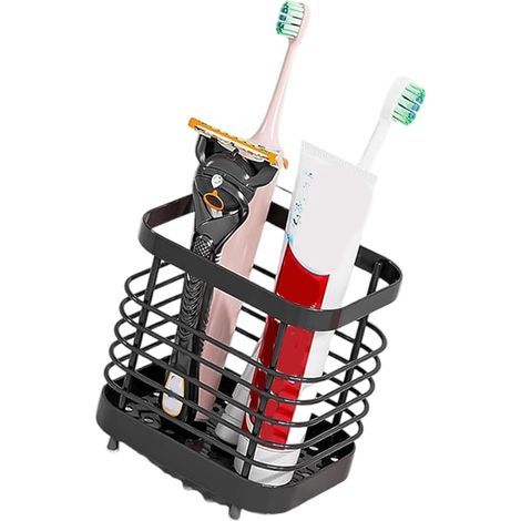 Porte brosse à dents adhésif antirouille, organisateur salle de bain mural, support dentifrice accessoires quotidien (1/5)