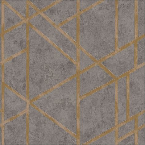Graphic wallpaper wall Profhome 369281 non-woven wallpaper slightly textured with graphical pattern shiny grey gold 5.33 m2 (57 ft2) (1/5)