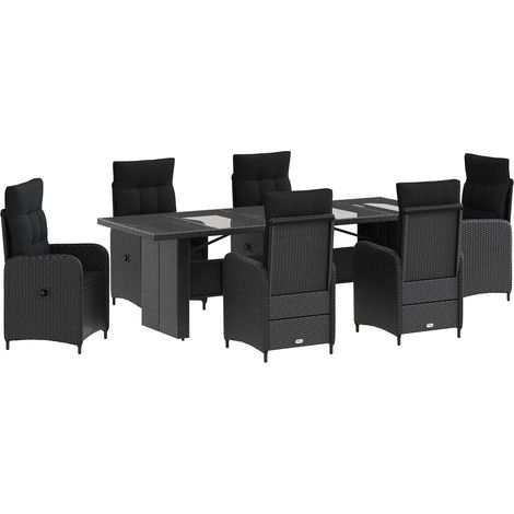 Maison Exclusive - Outdoortisch-Set 7 stk. Schwarz Poly-Rattan (1/5)