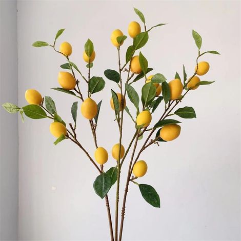 Décorations artificielles en branches de citronnier, effet citron réaliste et réaliste, style champêtre, pour le salon (1/5)