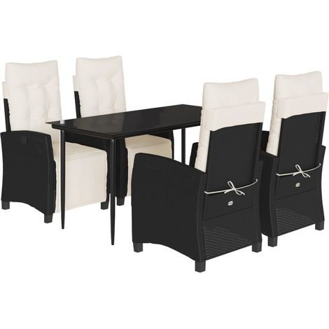 Maison Exclusive - 5-tlg. Garten-Essgruppe mit Kissen Schwarz Pol