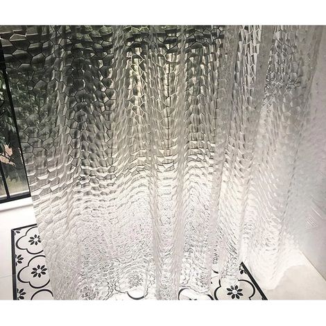 Tenda da doccia 150x180 cm, resistente alla muffa, con bordo appesantito e occhielli in metallo, in materiale EVA per la privacy in bagno. (1/4)