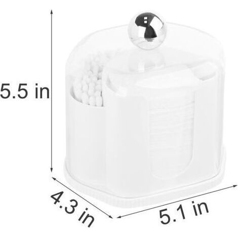 Boîte de rangement transparente pour cotons-tiges et cure-dents avec couvercle anti-poussière, conception 2 en 1, compartiments séparés pour un accès facile (1/4)