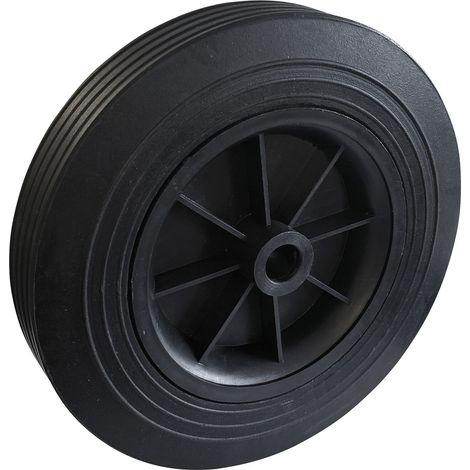 Ersatzrad für Plattenroller 6178 - Vollgummi, ø 250mm, Tragkraft 250 kg, Gleitlager, Polyamid-Felge