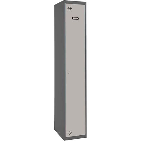 SimonRack Vestiaire Métallique 1 Porte, 1800x500x500 mm, 2 Compartiments, Module additionnel, Serrure à Clé et Aérations, Gris/Bleu Simonlocker (1/3)