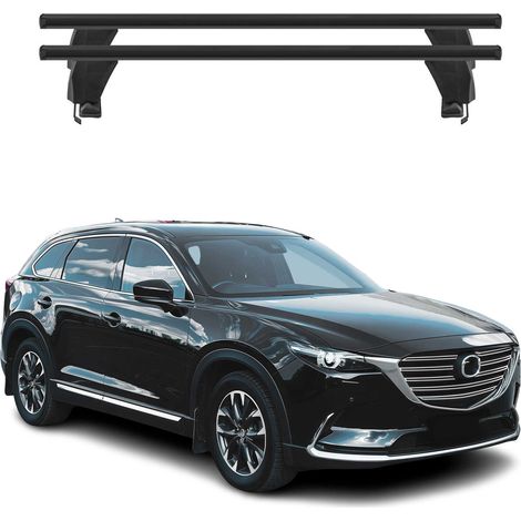 OMAC Dachträger Querträger Alu für Mazda CX-9 II 2016-2024 – Abschließbar – T-Nut – City-Crash-getestet – Max. 50 kg Schwarz (1/5)