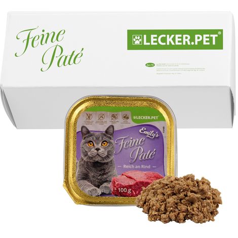 17 x 100 g Lecker.Pet® Emily's Feine Paté Reich an Rind Katzenfutter Nassfutter Vollnahrung (1/5)