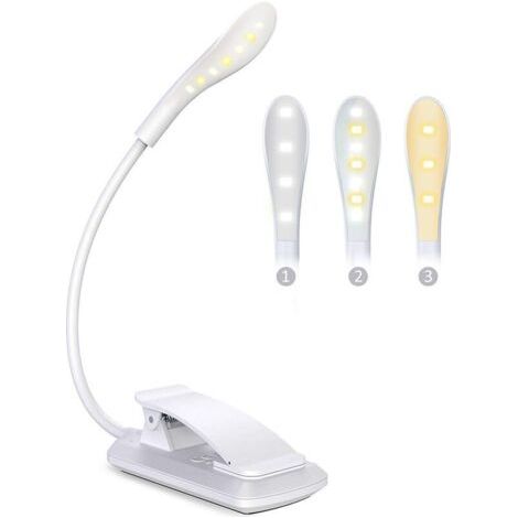 Leselampe mit 7 LEDs, wiederaufladbar, 360° flexibler Hals, 3 Farbtemperaturen und 3 Helligkeitsstufen, Touch-Schalter, Mini-Nachtlicht für E-Reader und Reisen