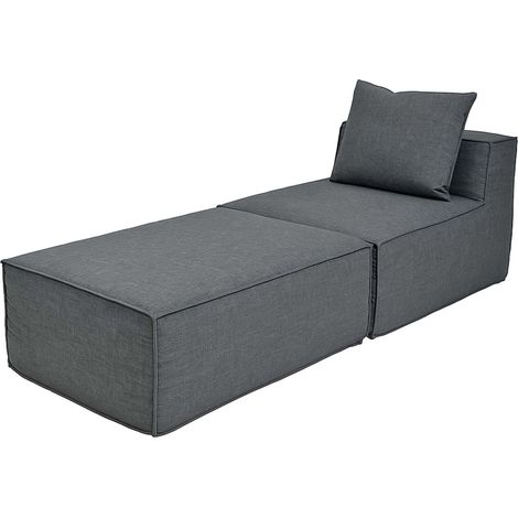 Chaise longue/accessoires pour canapé HHG-399, fauteuil ottomane récamière, tissu/textile (300 g/m²) 63 x 75 x 194 cm, gris foncé