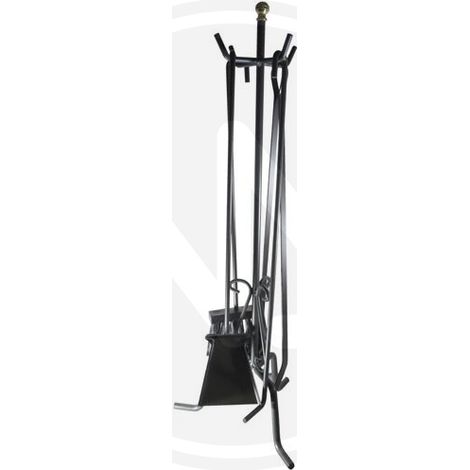 SET CAMINO IN FERRO BATTUTO VETRALLA ATTREZZI CAMINETTO H. 70 CM (1/2)