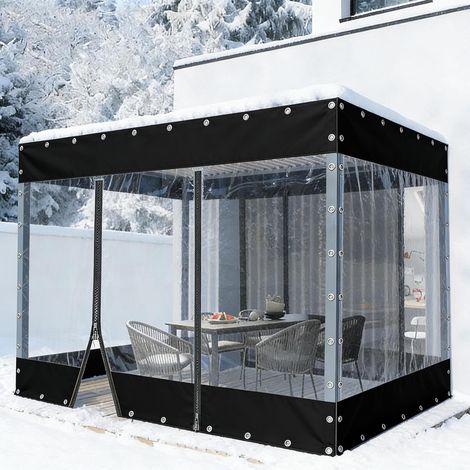 Rideau Imperméable Extérieur Transparent, Bâche en Plastique avec Porte À Fermeture Éclair, pour Pergola, Terrasse, Rideaux Latéraux de La Tente (3x2.5m) (1/5)