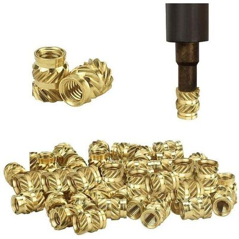 50 Stück Messing-Innengewindemuttern M3, oxidations- und korrosionsbeständig, Gold-Sortiment - KZQ