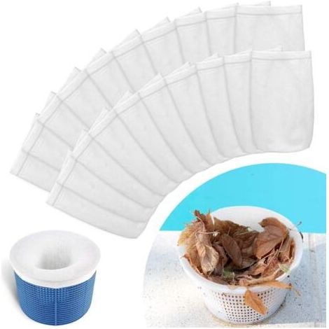 Chaussettes de Skimmer de Piscine, 20 Pcs Chaussettes Skimmer Piscine, Prefiltre Skimmer Réutilisable et Super Élastique pour Panier de Skimmer, Filtre de Pompe (1/4)