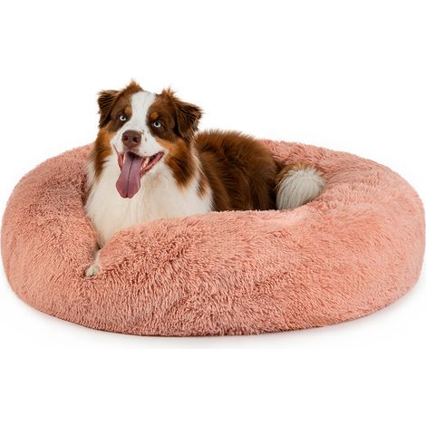 lionto Hundebett aus Plüsch in Donut-Form, 100 cm Durchmesser, rosa