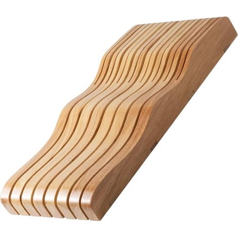Besteckkasten Aus Massivem Eichenholz Für Schubladen, Horizontaler Besteckhalter Organizer Mit Mehreren Fächern, Platzsparende Küchenaufbewahrung Für Messer Und Gabeln, 40X19,3 Cm(Large Size 8) (1/5)