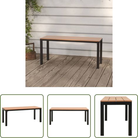 vidaXL Witterungsbeständig - Gartenbank 110 cm Stahl und WPC Braun und Schwarz (1/5)